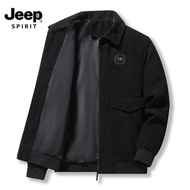 JEEP SPIRIT แจ็คเก็ต2024ของผู้ชายแจ็คเก็ต Corduroy ฤดูใบไม้ร่วงหนังแกะผ้าฝ้าย-เสื้อโค้ตบุนุ่ม