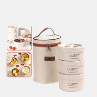 Hộp Cơm Inox Giữ Nhiệt 3 Ngăn Có Túi Lunch Time nhỏ gọn có quai xách tiện lợi - Hộp Cơm Giữ Nhiệt Vă