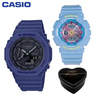 G-Shock Baby-G GA2100 BA110 คู่ชายหญิงชุดกีฬานาฬิกาแสดงเวลาคู่กันกระแทกและกันน้ำโลกไฟ LED คนรักกีฬานาฬิการับประกัน 4 ปี BA-110CA-2A GA-2100-2A