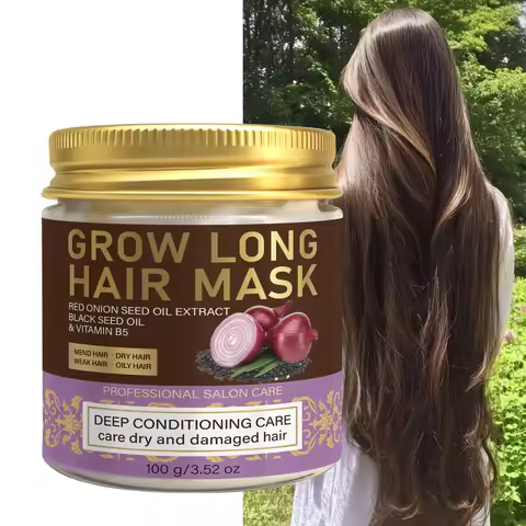 Red Onion Black Seed Oil Hair Mask. Professional Salon Care. Grows Long Strong Hair. Vitamin B5 Repa