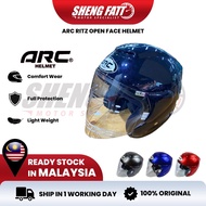 ARC Ritz Helmet Motor With Visor Topi Keledar Keselamatan Helmet Open Face Original Superbike SIRIM Motorcycle