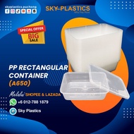 A650 PP Rectangular container (50pcs+-) | Microwave Food Container | Disposable Container | Bekas Ma