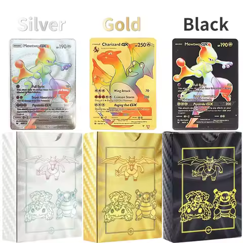 55Pcs Pokemon Rainbow Card Charizard Pikachu Arceus Gold Foil Silver Black English VSTAR VMAX Card R