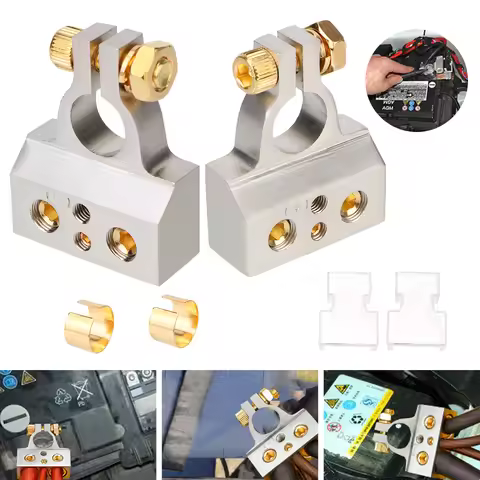 2Pcs Car Battery Terminal Connectors Audio Stereo Cable Clamps 0/2/4/8/10GA Adapter Modified Set Aut