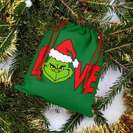 Christmas Gift Bag Kids Gift Bag Double-sided Print Christmas Gift Drawstring Bag Reusable Snack Goodies Candy New Year Present Bag