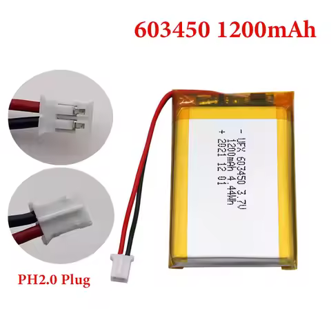 603450 1200mAh 3.7V Rechargeable Polymer Lithium Battery for Bluetooth Headsets Speaker Beauty Instr