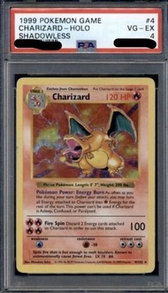 Pokemon 噴火龍 1999 1996 Base Set Shadowless Charizard Holo Rare 4/102 PSA 4