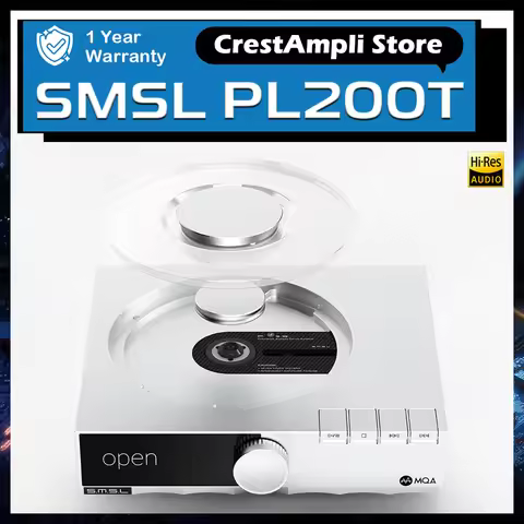 SMSL PL200T Hi-res CD Player MQA-CD DSD512 Clock Input P.A.S.S Servo System USB Input Support I2S AE