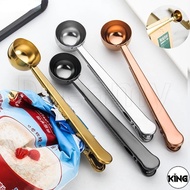 KI 2-In-1 Coffee Spoon With Long Handle And Clip Multifunctional Stainless Steel Teaspoon Kitchen Fo