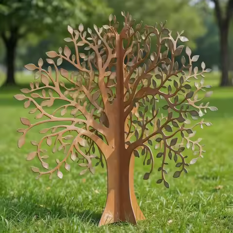 Metal Tree of Life Garden Decor, Natural Rusty Look, Suitable for Home and Garden, Outdoor Decoratio