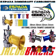 ESPADA DOWNDRAFT CARBURETOR UNIVERSAL  LENGTH80MM 28mm 30mm 32mm 34mm AIR FUNNEL ESPADA TRUMPET CARB