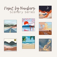 (Ready Stock) SCENERY Series  Framed DIY Paint by Numbers Canvas  20x20cm Gift Box Set