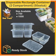 Disposable Plastic Rectangle Container /Plastic Bento Box /Bekas Plastik Segi Empat Panjang (RC750DS/1000DS)(50sets±)