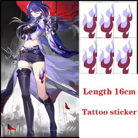 Acheron Tattoo Sticker Honkai: Star Rail Cosplay Clothing Accessories Thigh Tattoo Patch Halloween C
