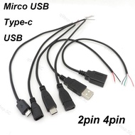2-pin 4-pin Wire Line Micro USB DIY 2.0 Male to Female Type-C Charger Wire Power Supply Connector Extension Repairing Cable  SG9B