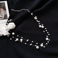 READY STOCK PEARLS NECKLACE / 现货简约唯美个性透明鱼线锁骨珍珠项链网红INS风格 （1 PCS ）