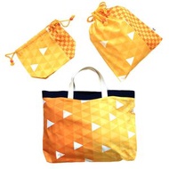 日本進口 - 鬼滅之刃 鬼滅の刃 日版 羽織圖紋 外出袋 3件套 手挽袋 索繩袋 收納袋套裝 2021年款 鬼殺隊 惡魔殺手 (我妻善逸)