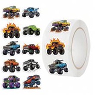 500pcs Monster Truck Stickers, 10 Styles Sticker Rolls, Cartoon Car Stickers, Monster Truck Party Fa