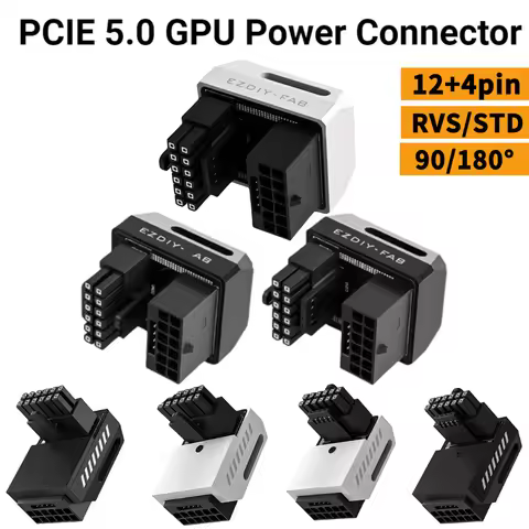 12VHPWR 180/90 Degree Angled Adapter 600W 16 Pin GPU Power Connector Pcie 5.0 Power Adapter for 12+4