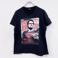 古著DC漫畫超人短袖印花T卹，黑色，L碼