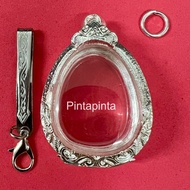 (Free Tweezers) Amulet Case Frame Silver Pendant Money Box For Luang Pu Toh's Eyes Amulet Frame