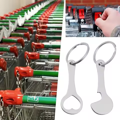 Multi-Purpose Mini Cart Key Key Chain Removable Portable Shopping Cart Token Metal Trolley Keychain 