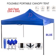 Blue 6x6 Feet Folding Canopy Tent Kanopi Bazar Pasar Malam Payung Niaga Khemah Folding Tent
