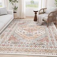 5x7 Area Rugs For Living Room,Large Washable Rug,Orange | Rugs For Bedroom,Dining Room,Office,Low Pi