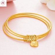 XT Jewellery Korea 24k Woman Bracelet Lucky Fortune Thin Bangle 916 Gold Plated