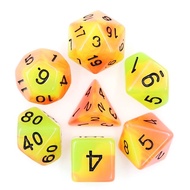 7 Dice Polyhedral Glow In The Dark Dice Set DND Dice RPG + Pouch