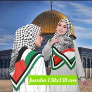 Jilbab Palestin Jumbo 130x130 Hijab Segi Empat Voal Motif Premium