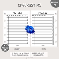 Planner Book Refill Paper Binder Checklist Simple Minimalist M5