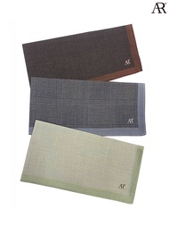 ANGELINO RUFOLO Handkerchief (ผ้าเช็ดหน้า) ผ้า 100% COTTON คุณภาพเยี่ยม ดีไซน์ Woven สีน้ำตาล/เทา/เขียว