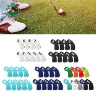 [Whcart] 9Pcs Golf Iron Headcover Golf Club Head Cover 4-9,PW,SW,AW Waterproof Protection PU Protect