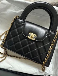 CHANEL 23K / 24P Kelly Mini Bag Black 小廢包 鏈條 手柄 小牛皮 斜挎包 單肩包 手提包 迷你 女款 黑色 | AS4416-B14296-94305 | 全新正