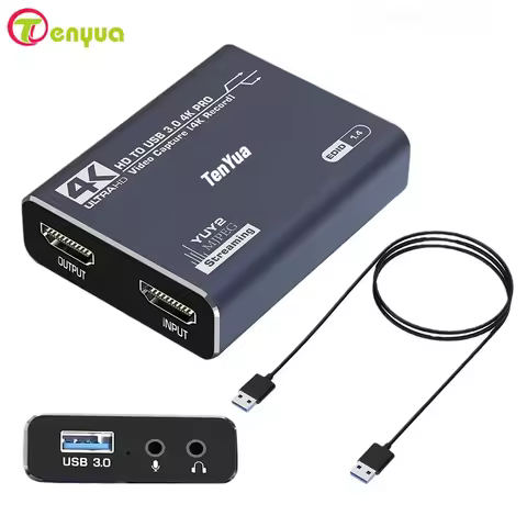 With HD Capture Card TV Box Adapter 4K 60Hz 1080P USB3.0 HDTV Video Recorder Grabber for PS4 OBS Gam
