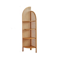LaFloria® Mozo Corner Shelf/Rattan Corner Bookshelves/Wicker Corner Shelf/Retro Rattan Accent Shelf/