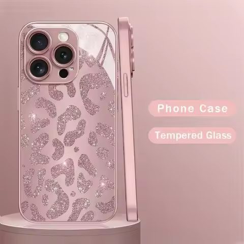 Fashion Pink Leopard Print Phone Case For Samsung S25 S24 S23 S22 S21 S20 Note20 FE Edge Plus Ultra 