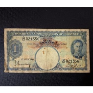 Malaya British Borneo Old Banknotes King George VI 1 Dollar Year 1941 Prefix Q57 ( Circulated With H