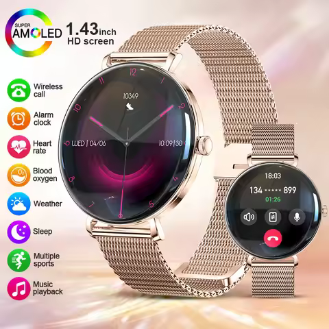 LIGE New Smartwatch Women 466*466 AMOLED Screen IP68 Sports Waterproof Heart Rate Monitoring Ladies 