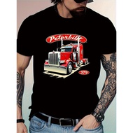 Men's for PETERBILT 379 Logo Truck Driver Shirt - Heavy Duty Vintage Semi-Truck Lettering, Durable -