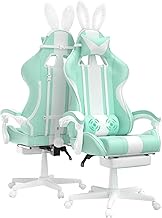 Ferghana Mint Green Gaming Chair, Ergonomic Gaming Chairs for Adults/Teens, Racing PC Gamer Chair with Footrest, Office Game Chair with Massage, Cute Gaming Desk Chair for Girls, Recliner Silla Gamer