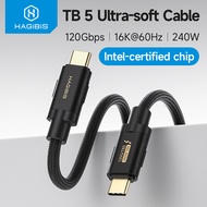 Hagibis Thunderbolt 5 USB C Cable 120Gbps Bandwidth Boost 240W Charging 80Gbps 16K/8K Compatible TB5