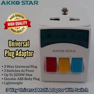 3 Way heavy Duty International Universal Multi Adaptor Travel Plug Socket Adapter With Switch Electr