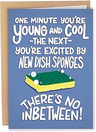 Sleazy Greetings Funny Birthday Card for Men Women | Dish Sponge One Minute You're Young Happy Birth