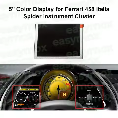 5" LCD Display For 2009-2015 Ferrari 458 Italia Instrument Cluster Dashboard Screen Repairment