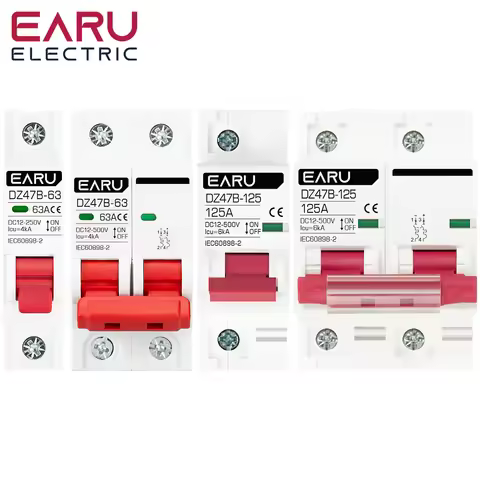 1P 2P DC MCB 12V 24V 48V Circuit Breaker Battery Car Protector DZ47 DC Positive Negative Pole Rotect