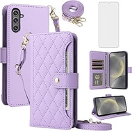 Furill Phone Case for Samsung Galaxy A05s/A05 Wallet Cell Cover with Tempered Glass Screen Protector