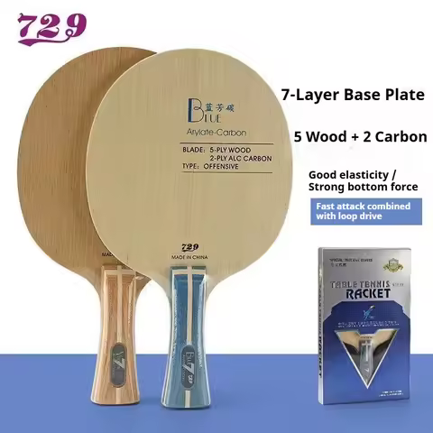729 Friendship Blue/Yellow ALC Black Soft Carbon Table Tennis Blade 5 Wood 2 Carbon 3 Wood 2 Carbon 