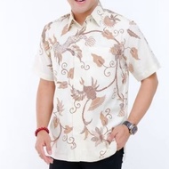 KEMEJA Men's premium Dobby cloth hand-drawn batik shirt with short sleeves and lining BA0016